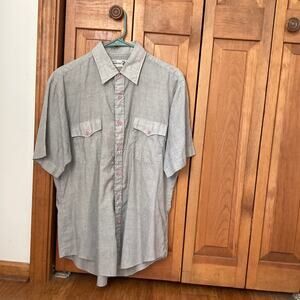Vintage Sears Genuine Roebucks Men’s Western Short Sleeve Shirt, Size L 16-16.5